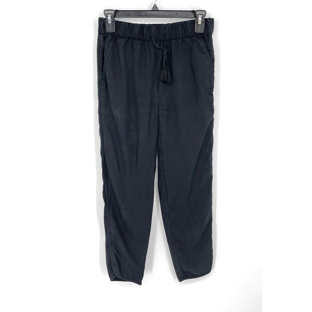 Madewell Womens Drawstring Ankle Pants w/ Pockets XXS Black Elastic Waist